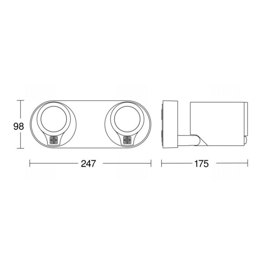 STEINEL 058654- LED-ulkovalaisin anturilla SPOT DUO 2xGU10 / 7,5W / 230V IP44