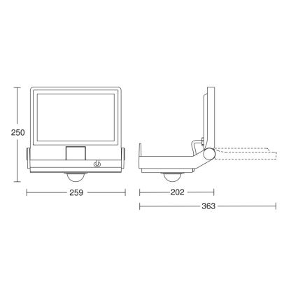 Steinel 069551 - LED-valonheitin anturilla XLED PRO ONE Plus S LED/33,8W/230V IP44 3000K antrasiitti + kauko-ohjaus