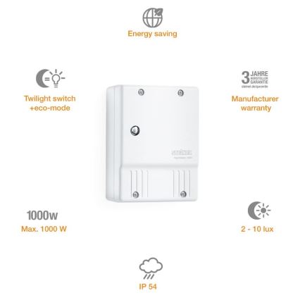 STEINEL 550417 - Hämärän tunnistin NightMatic 2000 valkoinen IP54