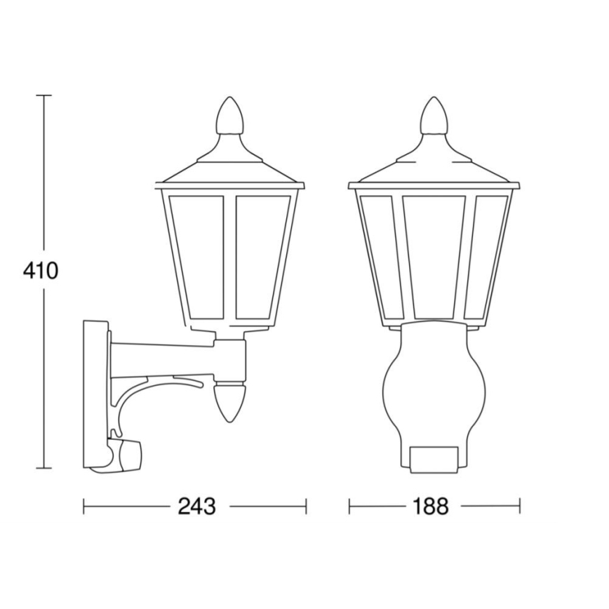 Steinel 617813 - Ulkoseinävalaisin anturilla L 15 1xE27 / 60W / 230V IP44
