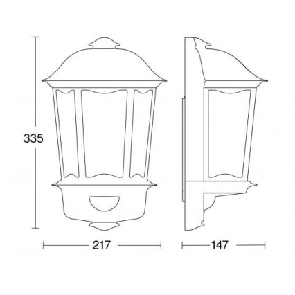 Steinel 644512 - Ulkoseinävalaisin anturilla L 190 S 1xE27/100W/230V IP44
