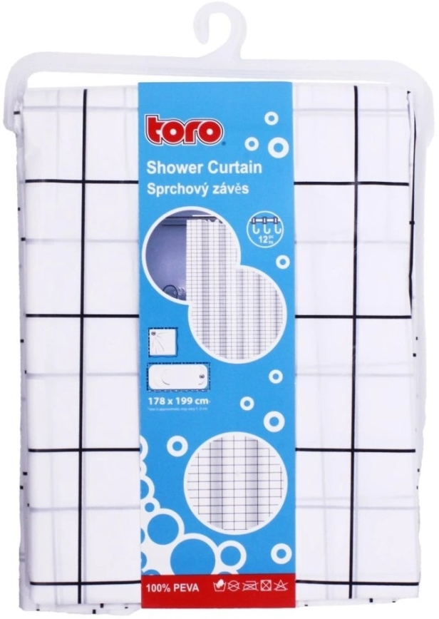 Suihku verho TORO EASY 178x199 cm valkoinen/musta