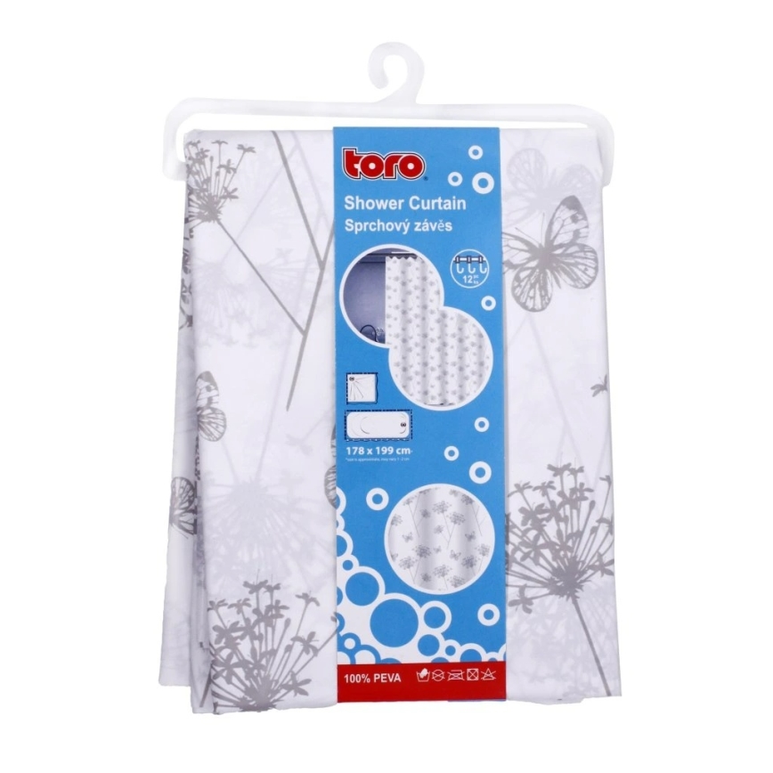 Suihku verho TORO PREMIUM 178x199 cm kukat