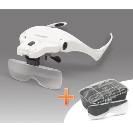 Suurennuslasi otsalle LED-valolla 3xAAA + linssisarja