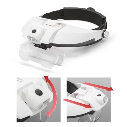 Suurennuslasi otsalle LED-valolla 3xAAA + linssisarja