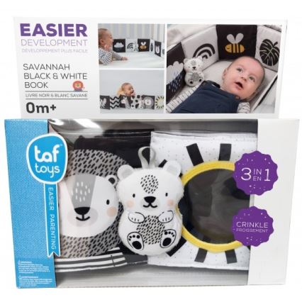 Taf Toys - Lasten tekstiilikirja 3in1 savanni