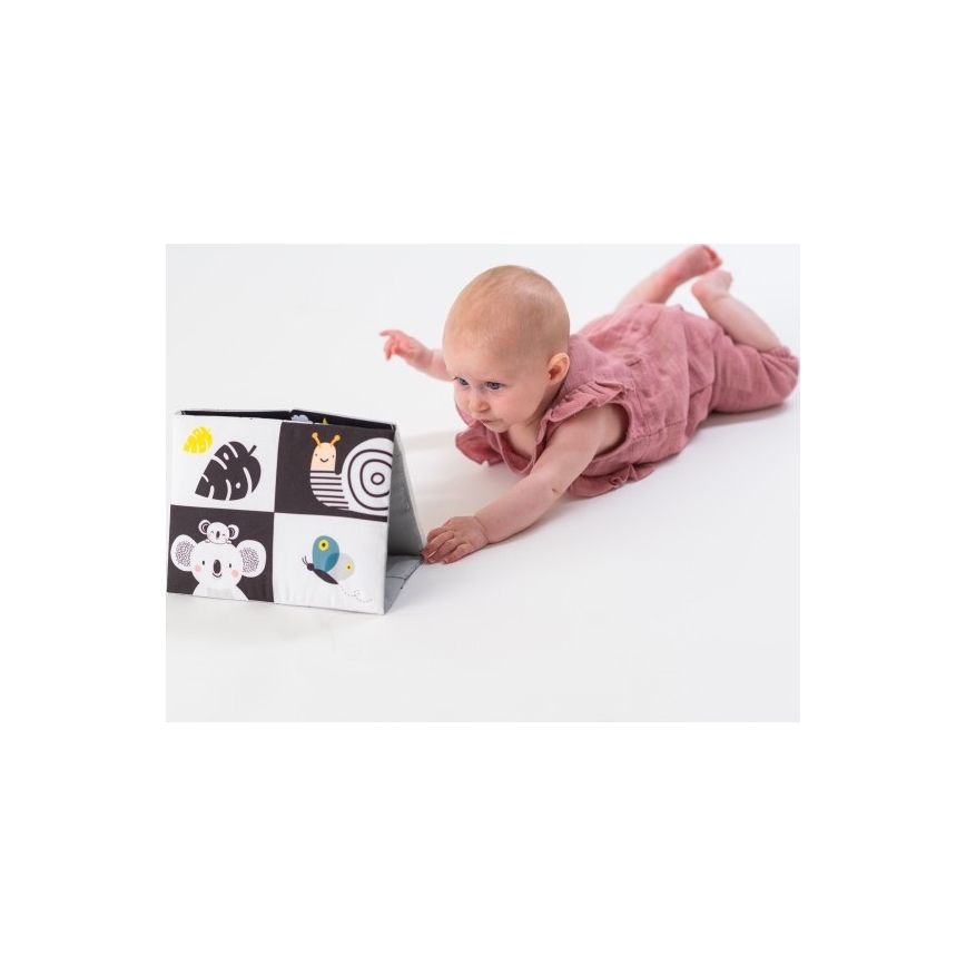 Taf Toys - Lasten tekstiilikirja peilillä musta