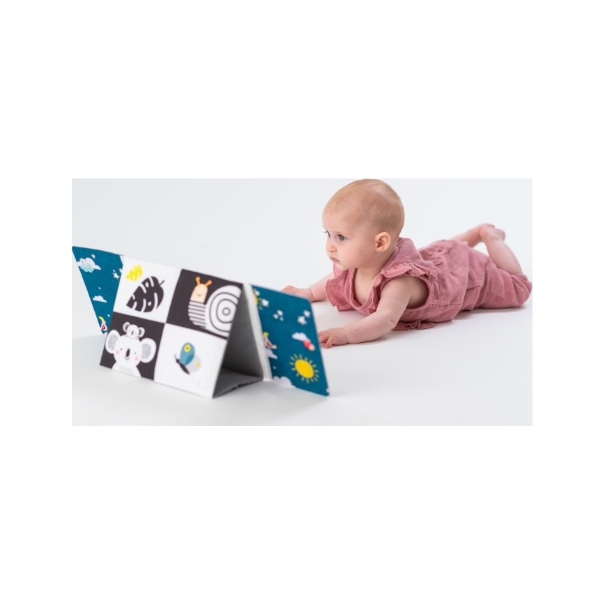 Taf Toys - Lasten tekstiilikirja peilillä musta