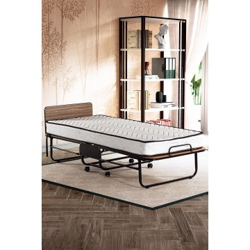 Taitettava metallinen yhden hengen sänky HERON 80x190 cm, valkoinen, kantavuus 120 kg