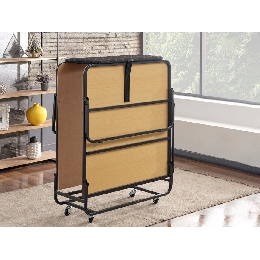 Taitettava metallinen yhden hengen sänky patjalla HERON 90x204 cm valkoinen