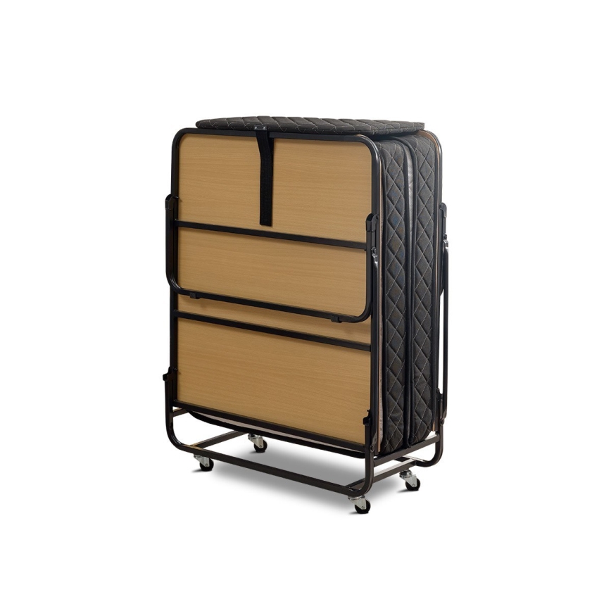 Taitettava metallinen yhden hengen sänky patjalla HERON 90x204 cm valkoinen