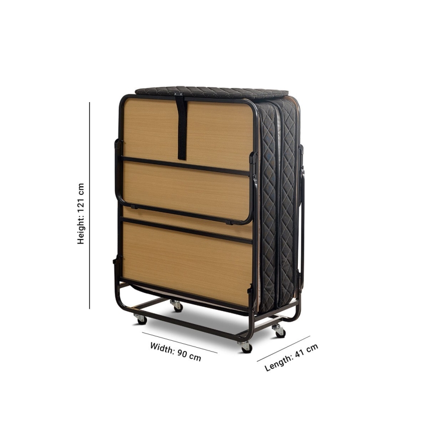 Taitettava metallinen yhden hengen sänky patjalla HERON 90x204 cm valkoinen