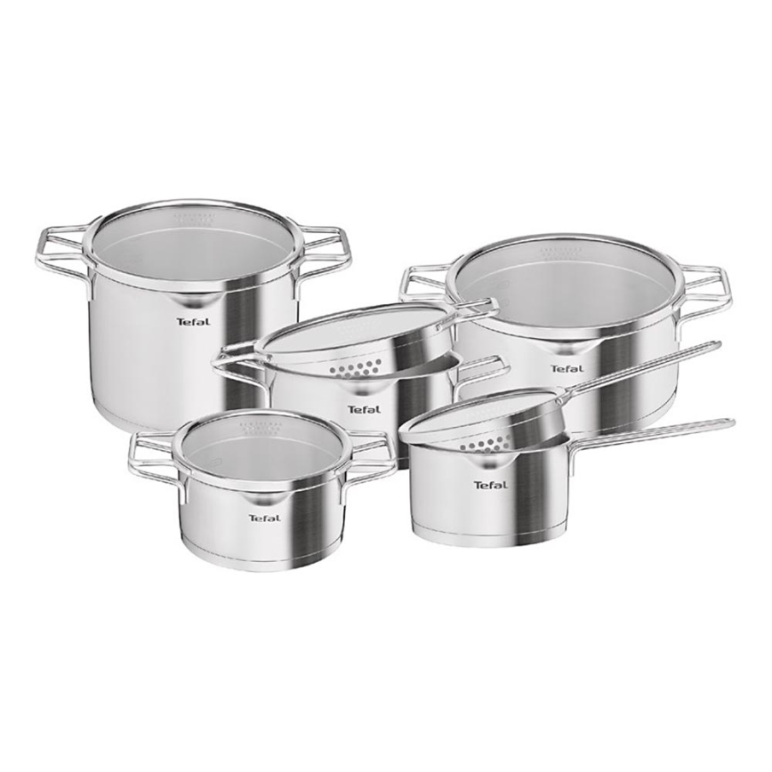 Tefal - 10-osainen NORDICA-ruostumattoman teräksen kattilasetti