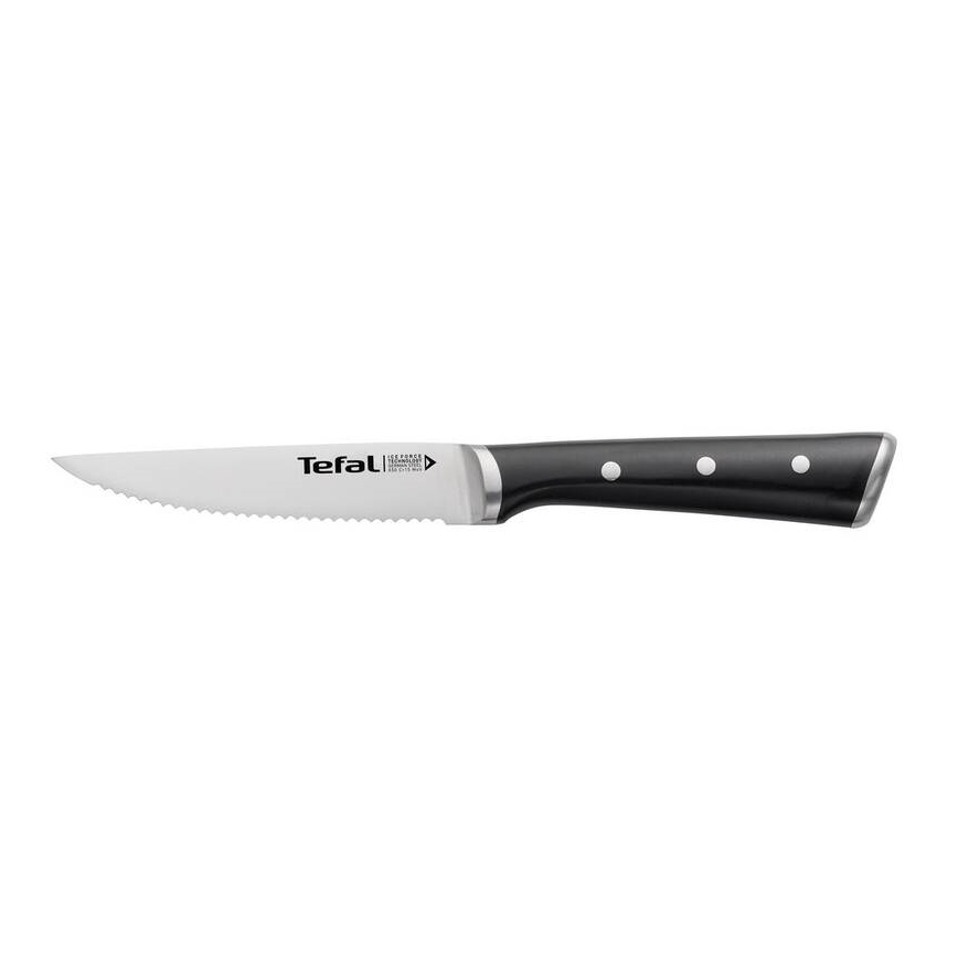 Tefal - 4 kpl ruostumattomia ICE FORCE pihviveitsiä, 11 cm, kiiltävä kromi/musta