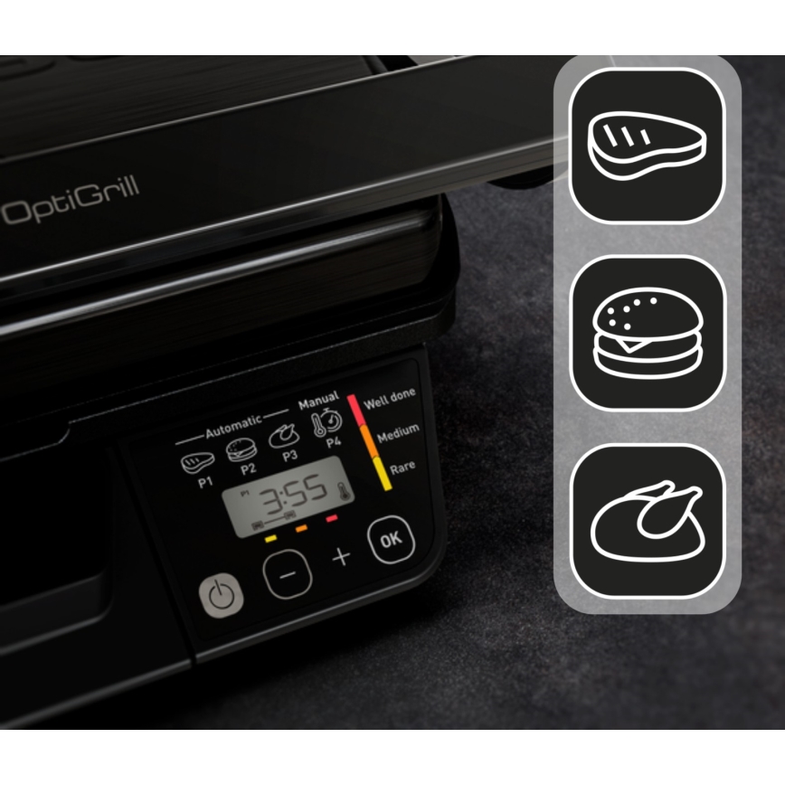 Tefal - Älykäs sähkögrilli Tefal OPTIGRILL 2000W/230V