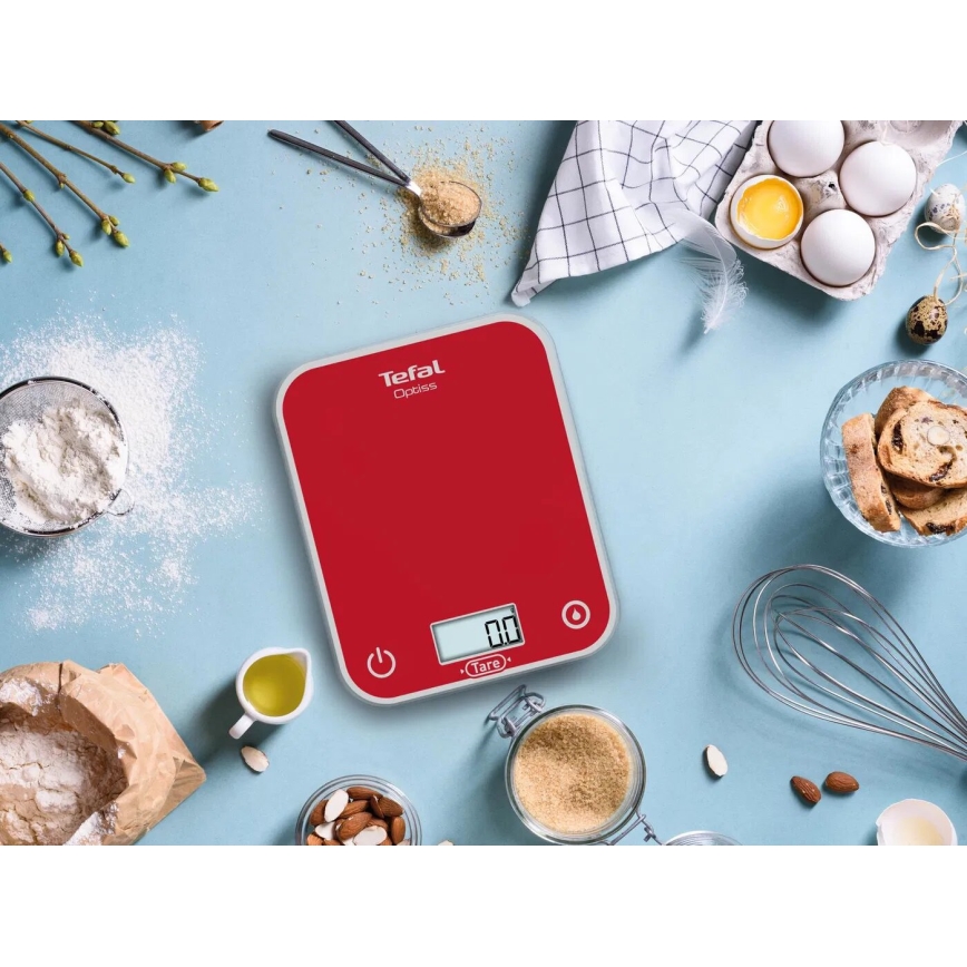 Tefal - Keittiövaaka OPTISS 2xAAA punainen