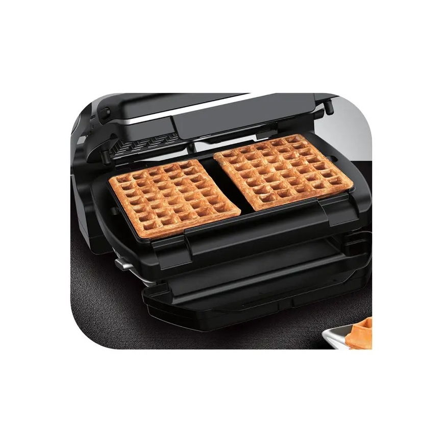 Tefal - Kontaktigrilli OPTIGRILL+ INOX WAFFLES 2000W/230V musta/kromi