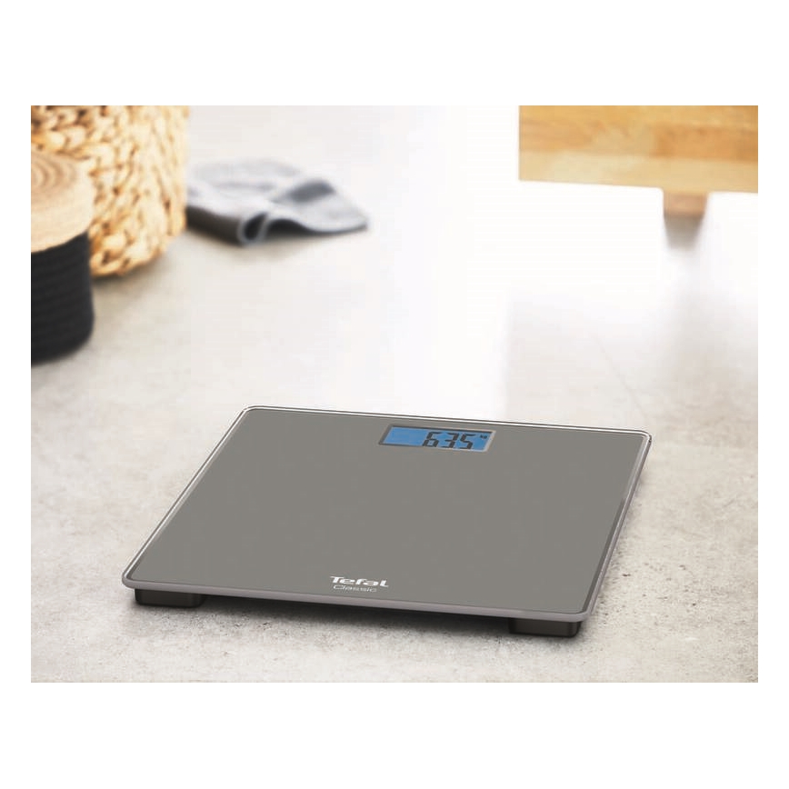 Tefal - Kylpyhuoneen vaaka CLASSIC 2xAAA harmaa