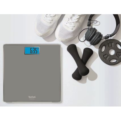 Tefal - Kylpyhuoneen vaaka CLASSIC 2xAAA harmaa