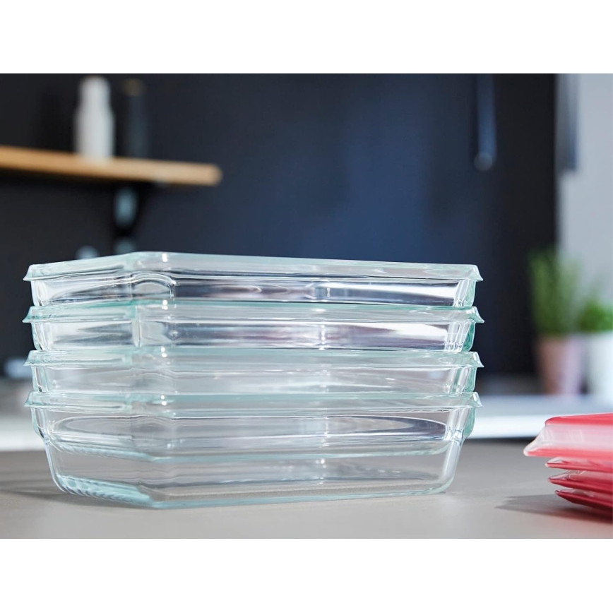 Tefal - Ruokasäiliö 1,3 l MSEAL GLASS punainen/lasi