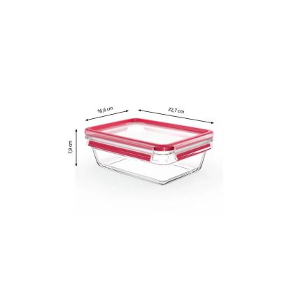 Tefal - Ruokasäiliö 1,3 l MSEAL GLASS punainen/lasi