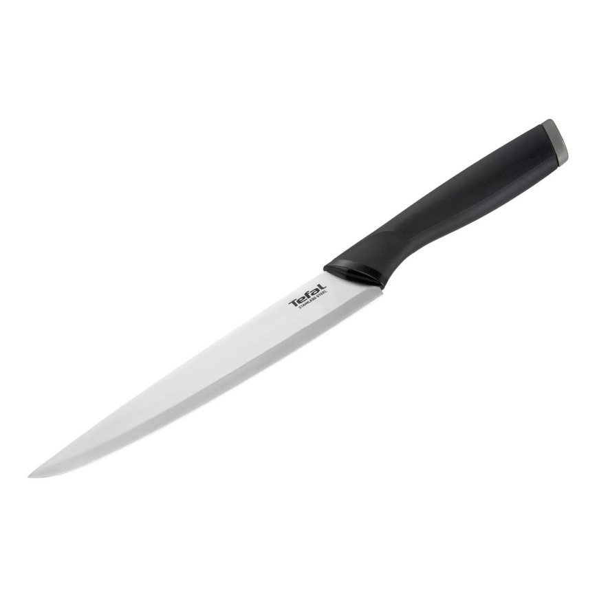 Tefal - Ruostumattomasta teräksestä valmistettu kaiverrusveitsi COMFORT 20 cm kiiltävä kromi/musta