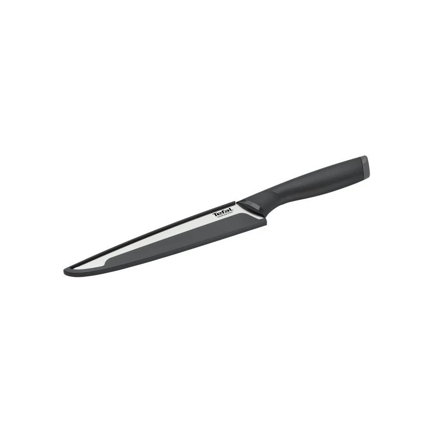 Tefal - Ruostumattomasta teräksestä valmistettu kaiverrusveitsi COMFORT 20 cm kiiltävä kromi/musta