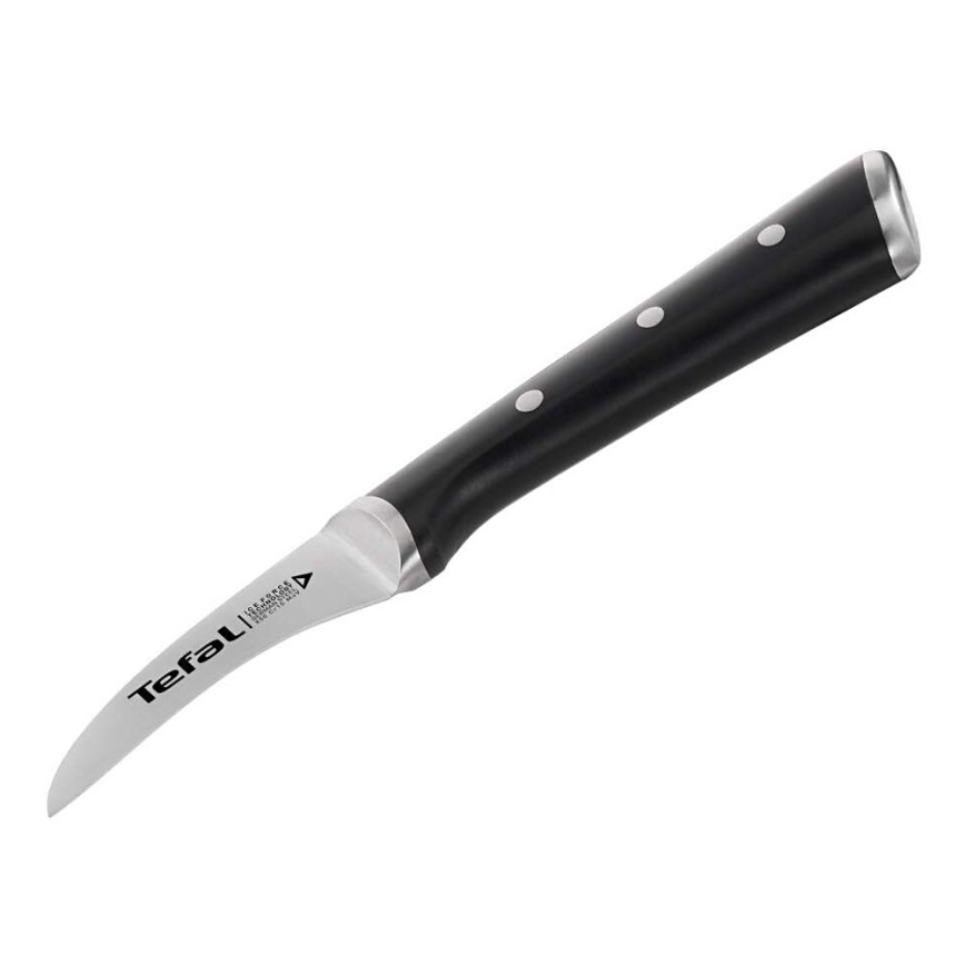 Tefal - Ruostumattomasta teräksestä valmistettu kaiverrusveitsi ICE FORCE 7 cm kiiltävä kromi/musta