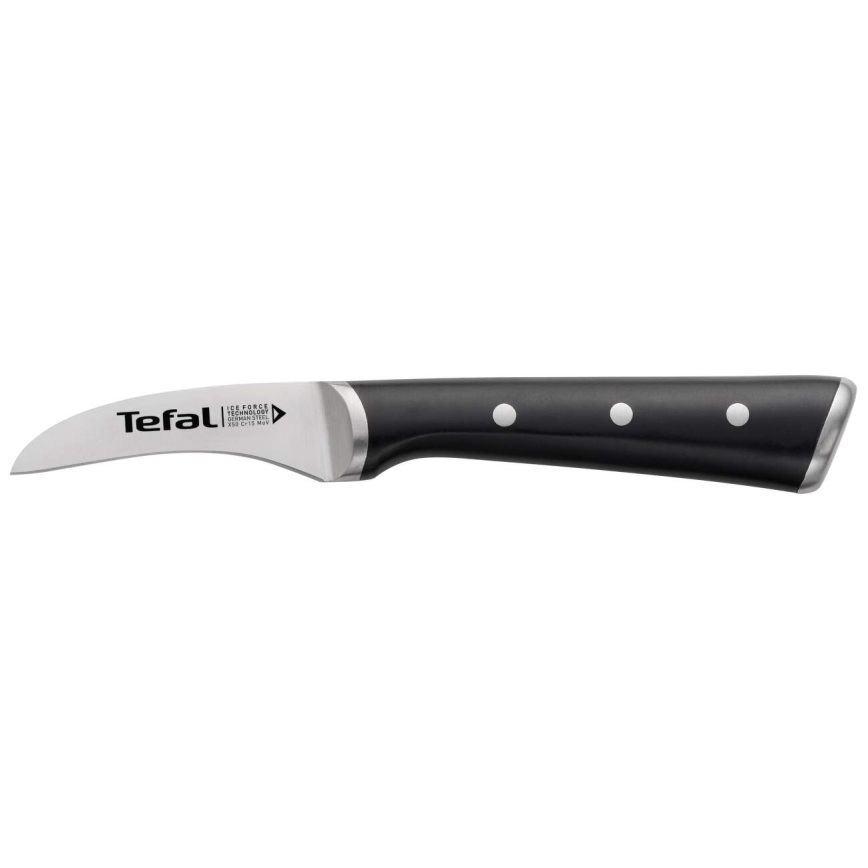 Tefal - Ruostumattomasta teräksestä valmistettu kaiverrusveitsi ICE FORCE 7 cm kiiltävä kromi/musta