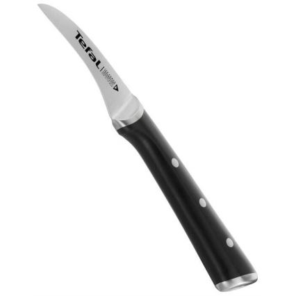 Tefal - Ruostumattomasta teräksestä valmistettu kaiverrusveitsi ICE FORCE 7 cm kiiltävä kromi/musta