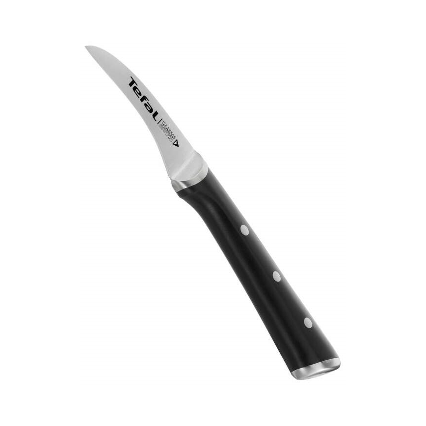 Tefal - Ruostumattomasta teräksestä valmistettu kaiverrusveitsi ICE FORCE 7 cm kiiltävä kromi/musta