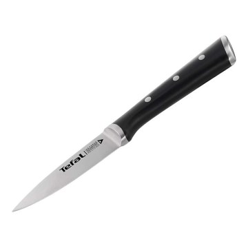 Tefal - Ruostumattomasta teräksestä valmistettu kaiverrusveitsi ICE FORCE 9 cm kiiltävä kromi/musta