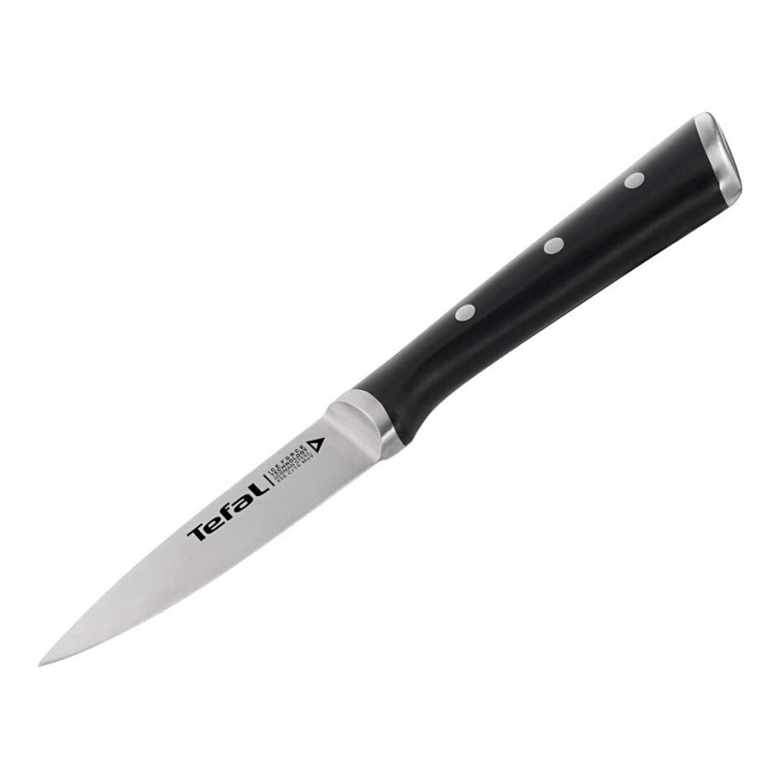 Tefal - Ruostumattomasta teräksestä valmistettu kaiverrusveitsi ICE FORCE 9 cm kiiltävä kromi/musta