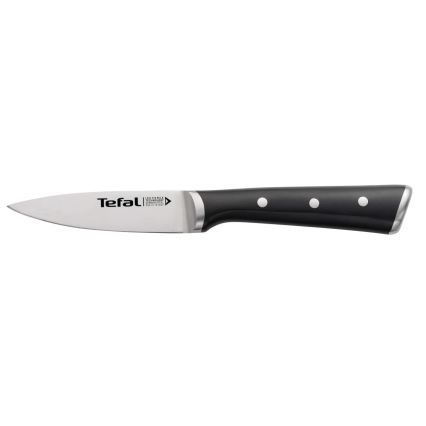 Tefal - Ruostumattomasta teräksestä valmistettu kaiverrusveitsi ICE FORCE 9 cm kiiltävä kromi/musta