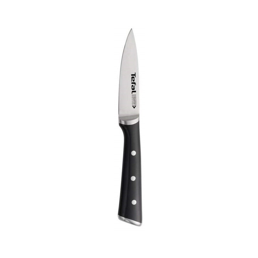 Tefal - Ruostumattomasta teräksestä valmistettu kaiverrusveitsi ICE FORCE 9 cm kiiltävä kromi/musta