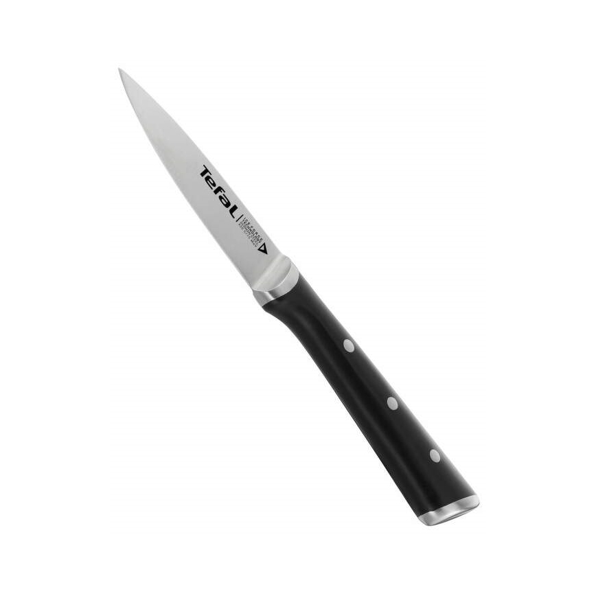 Tefal - Ruostumattomasta teräksestä valmistettu kaiverrusveitsi ICE FORCE 9 cm kiiltävä kromi/musta