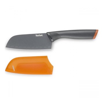 Tefal - Ruostumattomasta teräksestä valmistettu veitsi santoku FRESH KITCHEN 12 cm harmaa/oranssi