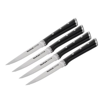 Tefal - SETTI 4x Ruostumattomasta teräksestä valmistettu pihviveitsi ICE FORCE 11 cm kiiltävä kromi/musta