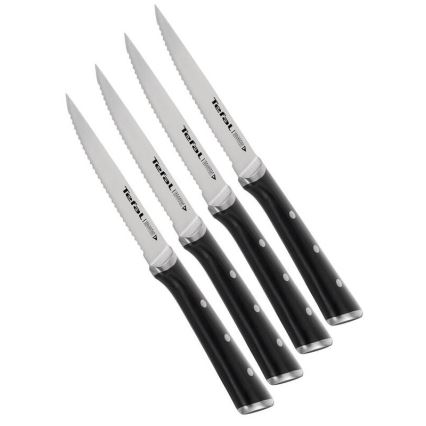 Tefal - SETTI 4x Ruostumattomasta teräksestä valmistettu pihviveitsi ICE FORCE 11 cm kiiltävä kromi/musta