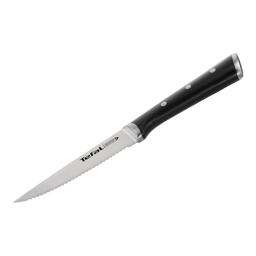 Tefal - SETTI 4x Ruostumattomasta teräksestä valmistettu pihviveitsi ICE FORCE 11 cm kiiltävä kromi/musta