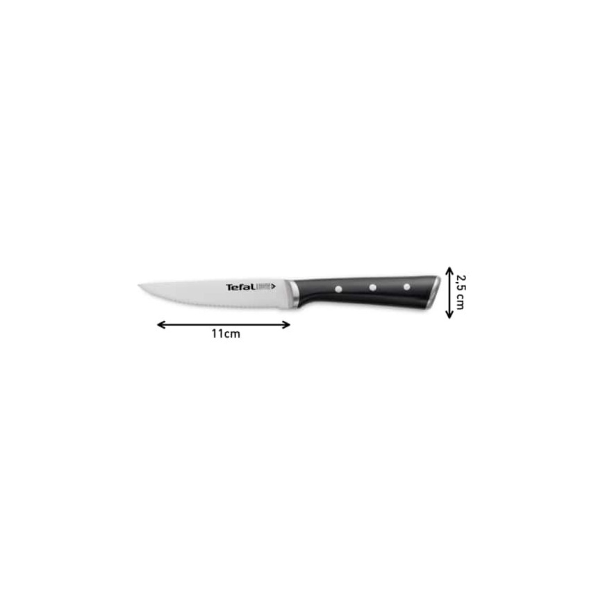 Tefal - SETTI 4x Ruostumattomasta teräksestä valmistettu pihviveitsi ICE FORCE 11 cm kiiltävä kromi/musta