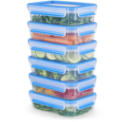 Tefal - SETTI 6x Ruokasäiliö 0,8 l MASTER SEAL FRESH sininen