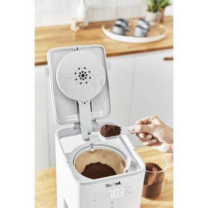Tefal - Tippa kahvinkeitin LCD-näytöllä SENSE 1000W/230V valkoinen