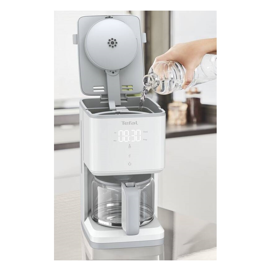 Tefal - Tippa kahvinkeitin LCD-näytöllä SENSE 1000W/230V valkoinen