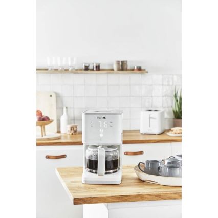 Tefal - Tippa kahvinkeitin LCD-näytöllä SENSE 1000W/230V valkoinen