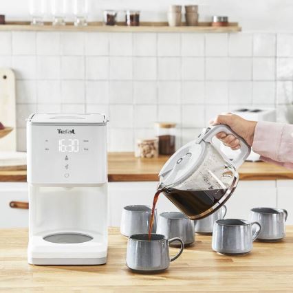 Tefal - Tippa kahvinkeitin LCD-näytöllä SENSE 1000W/230V valkoinen
