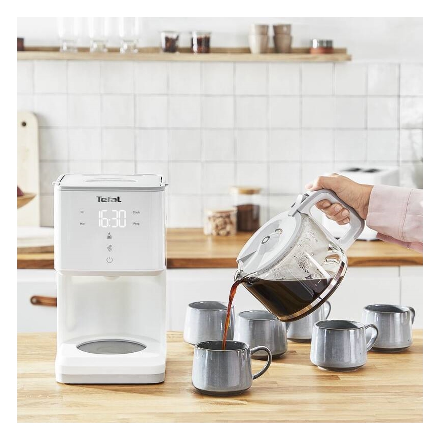 Tefal - Tippa kahvinkeitin LCD-näytöllä SENSE 1000W/230V valkoinen