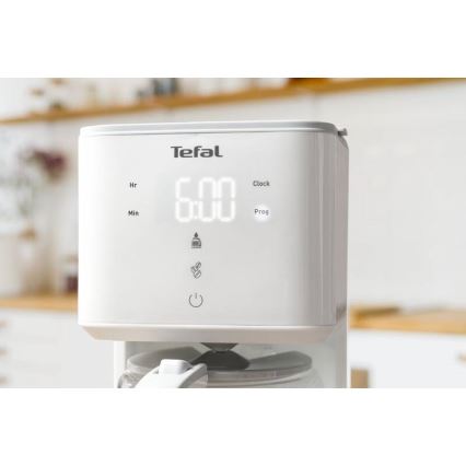 Tefal - Tippa kahvinkeitin LCD-näytöllä SENSE 1000W/230V valkoinen