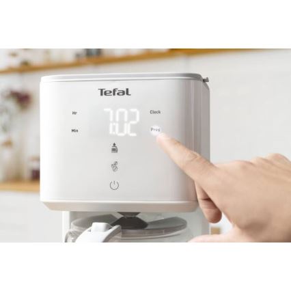 Tefal - Tippa kahvinkeitin LCD-näytöllä SENSE 1000W/230V valkoinen