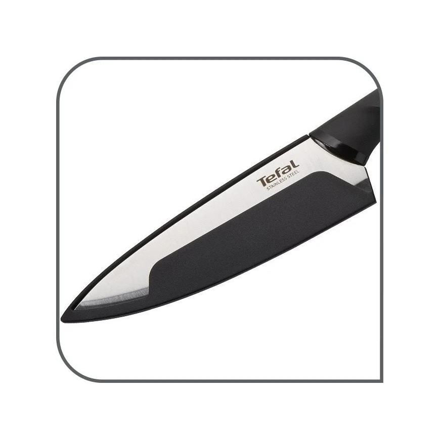 Tefal - Yleiskäyttöinen ruostumattomasta teräksestä valmistettu veitsi COMFORT 12 cm kiiltävä kromi/musta